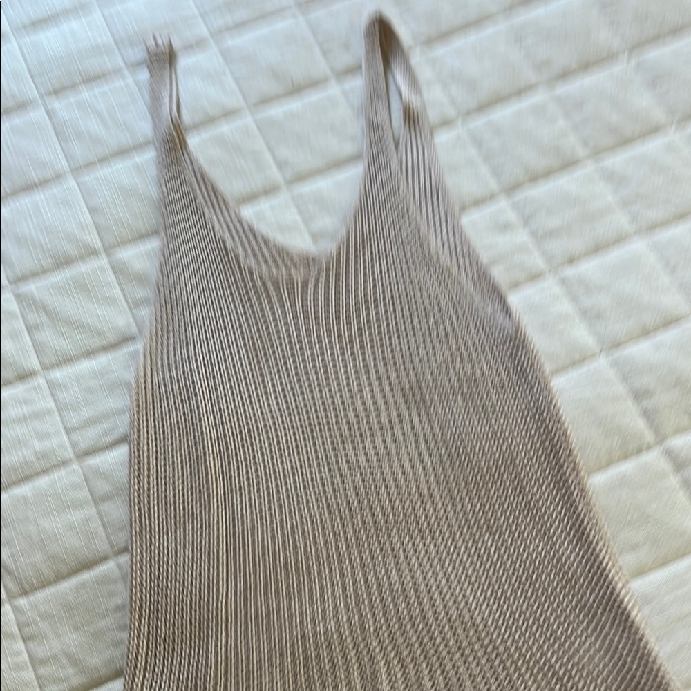 Beige Ribbed Knit Tank Top
